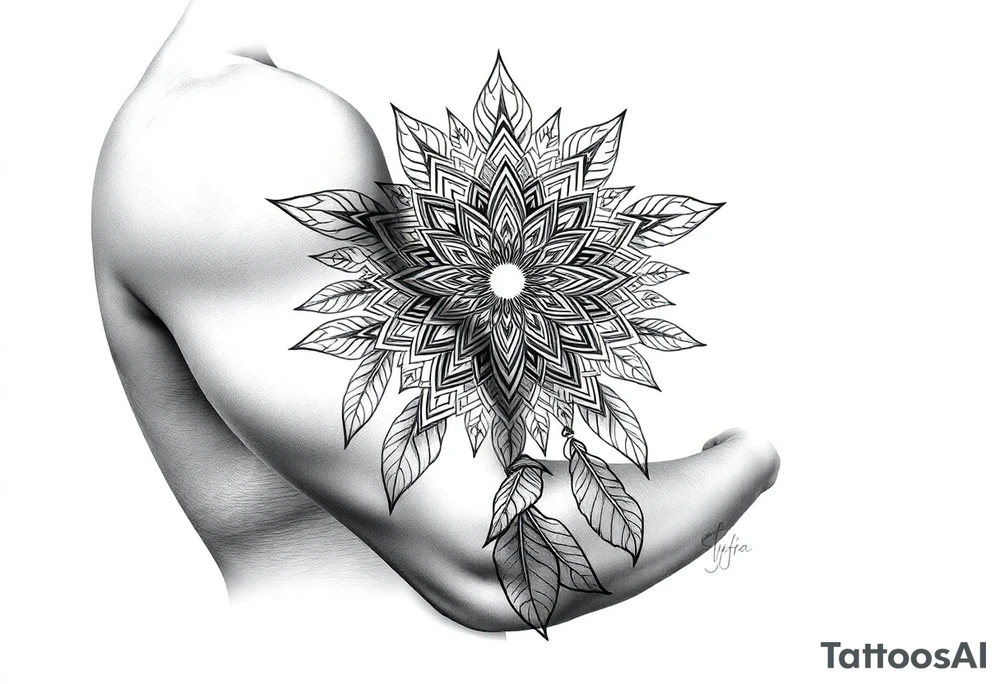 spiritual feathers ornamental mandala shaman tattoo idea