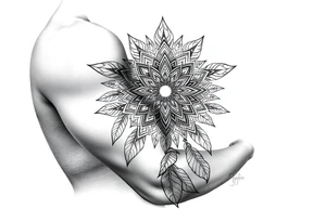 spiritual feathers ornamental mandala shaman tattoo idea