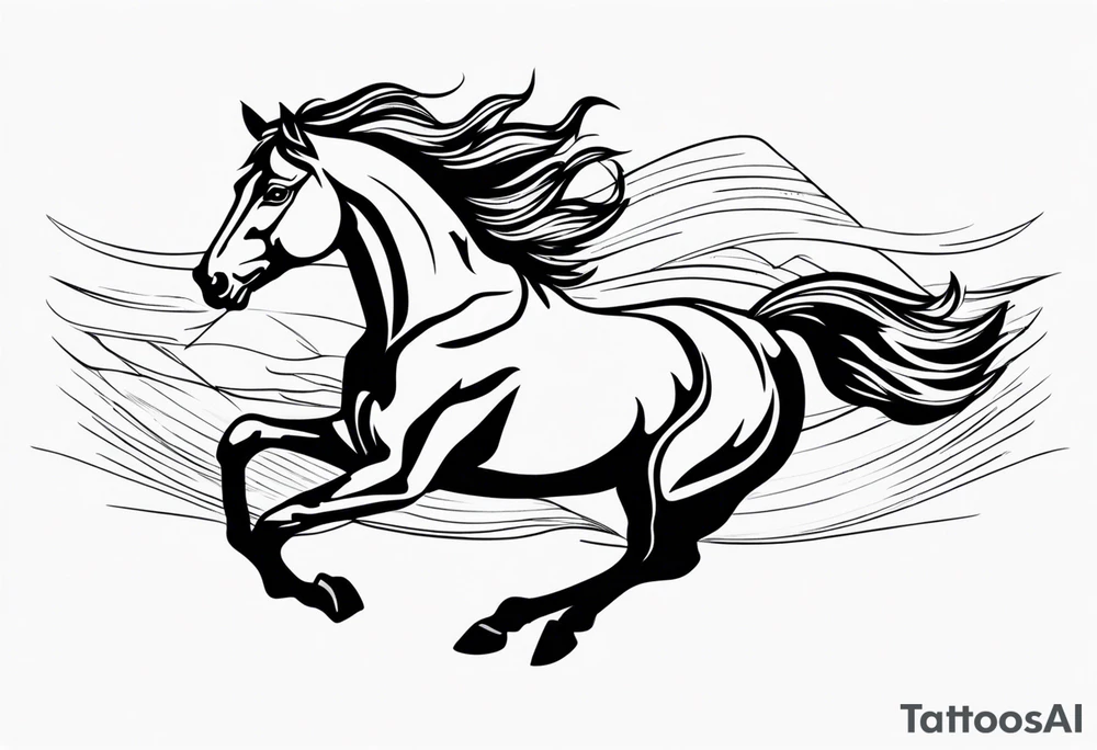 mustang jumping through banner tattoo idea