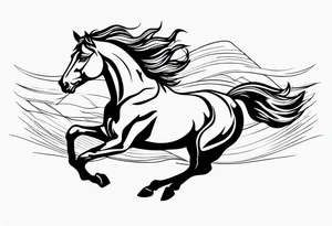 mustang jumping through banner tattoo idea
