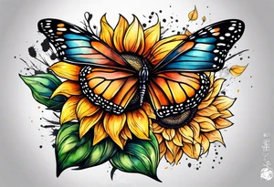 Butterfly's and sunflowers arm sleeve tattoo idea