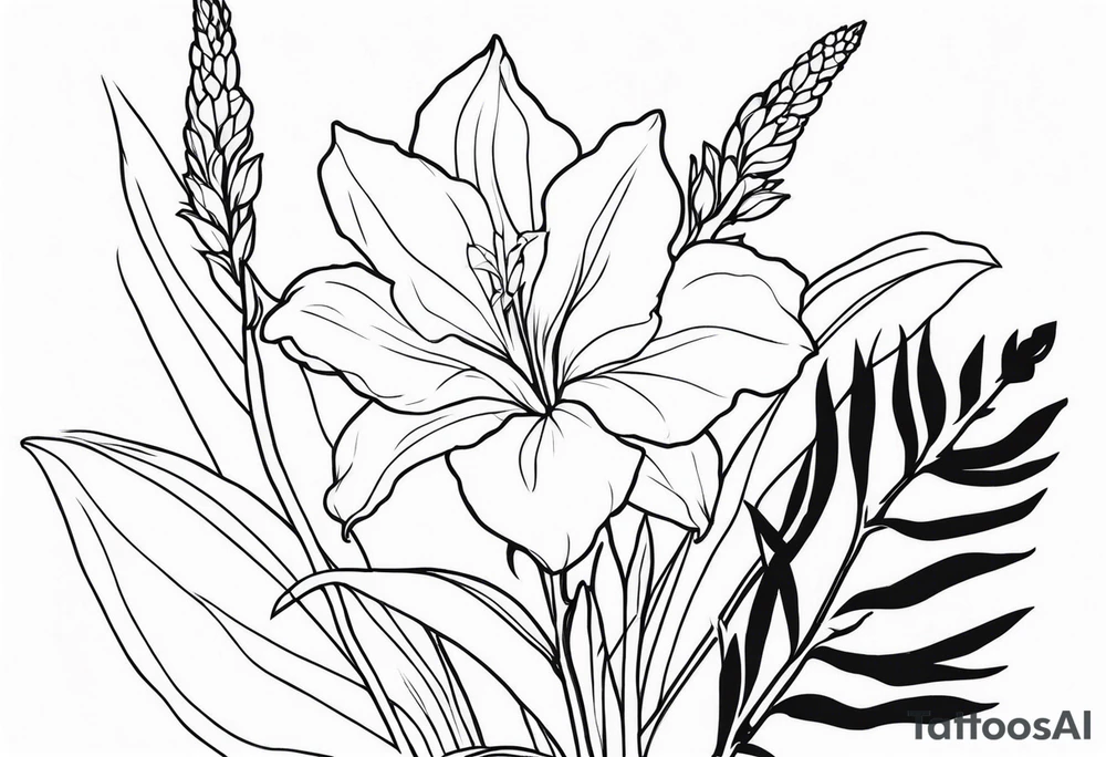 a larkspur and a gladiolas tattoo idea