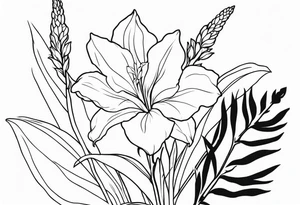 a larkspur and a gladiolas tattoo idea