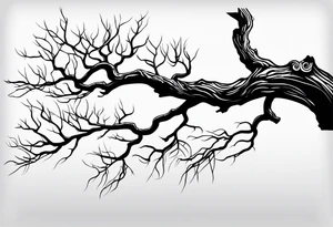 dry, dead branch with shadows tattoo idea