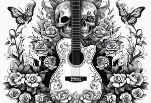 Guitar, skulls, flowers, cute dragon tattoo idea