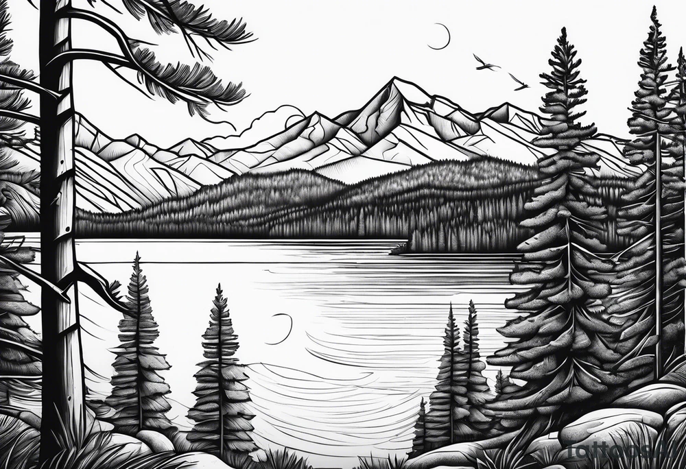 Lake Tahoe trees tattoo idea