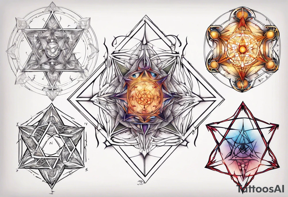 sacred geometry Metatron's cube with phoenix tattoo idea