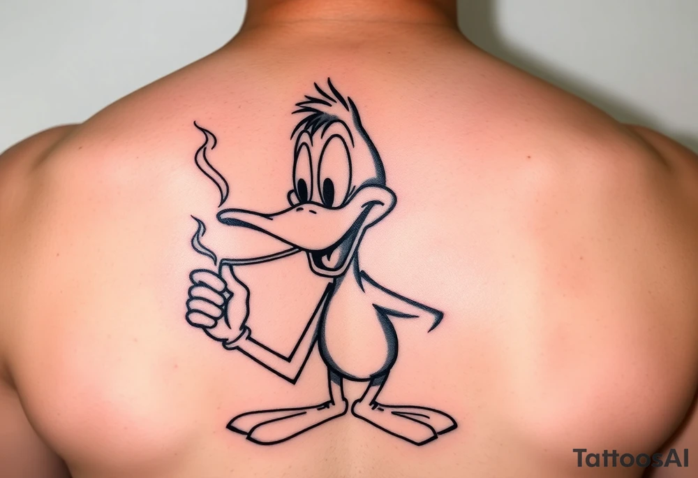 Older Daffy duck smoking tattoo idea