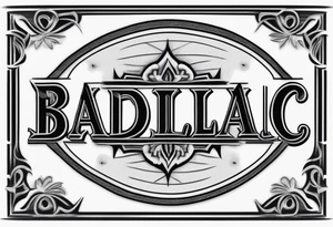 the word "BADILLAC" in old-school font tattoo idea