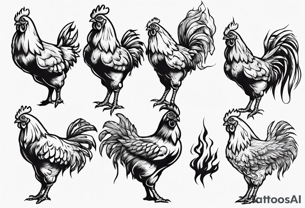Chicken on fire tattoo idea