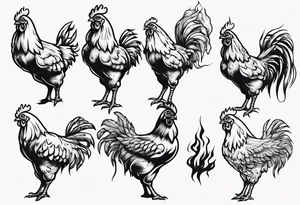 Chicken on fire tattoo idea