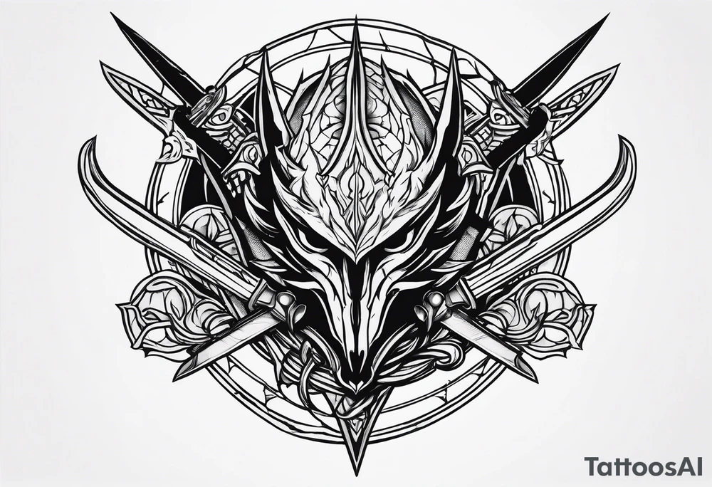 The Witcher 3 tattoo with 2 swords tattoo idea