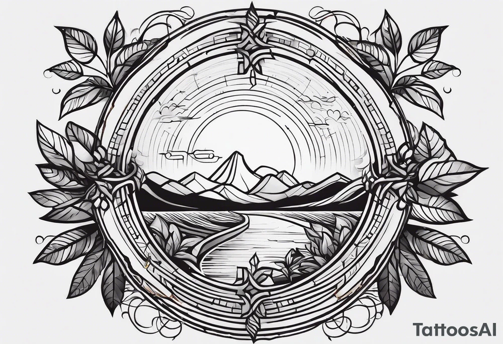 Elements: a simple north needle in the center, branches and leaves of the eggplant tree, and long wavy geometric lines on the outside
Location: Behind the upper arm of the left hand, about 6*20 cm spaces from the elbow to the shoulder tattoo idea
