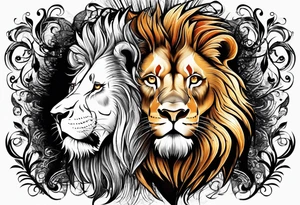 lion with scratvh in its eye and roar tattoo idea