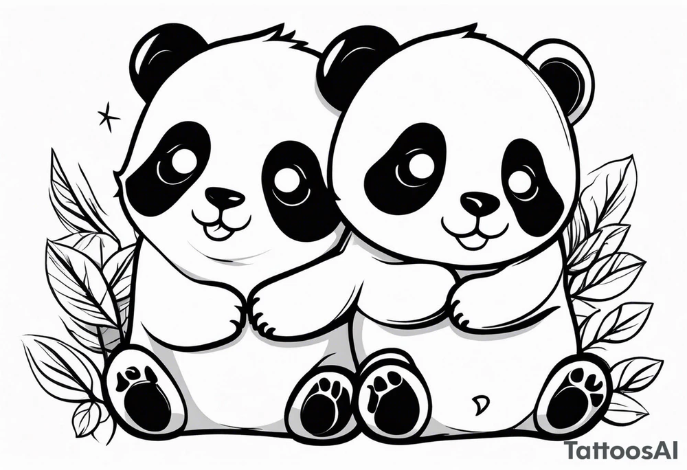 Cute pandas embracing or holding hands. tattoo idea