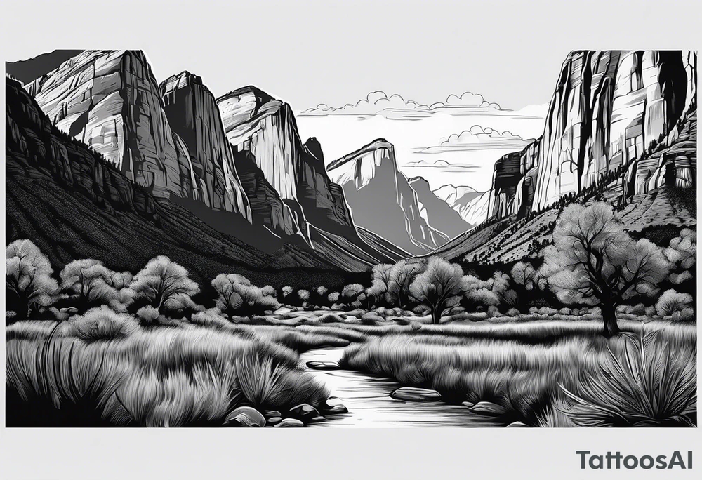 Forearm vertical, zion national park, male hiker, female hiker tattoo idea