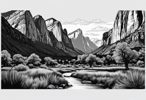 Forearm vertical, zion national park, male hiker, female hiker tattoo idea