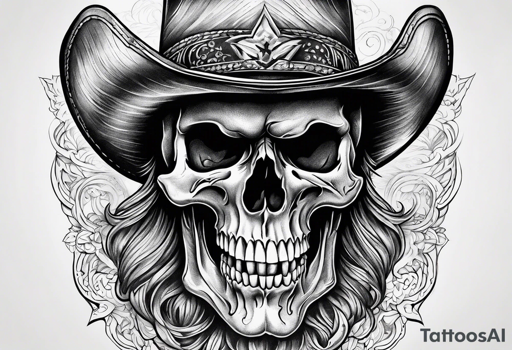 Screaming cowboy skull tattoo idea