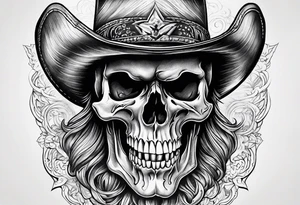 Screaming cowboy skull tattoo idea