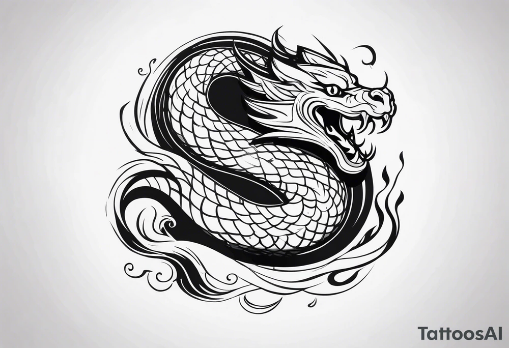 mythical serpent with smoke body tattoo idea