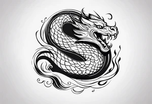 mythical serpent with smoke body tattoo idea