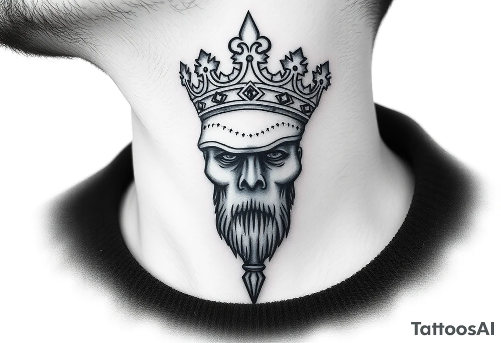 patriarch kiril head on the front of neck but in a way where it wont age poorly tattoo idea