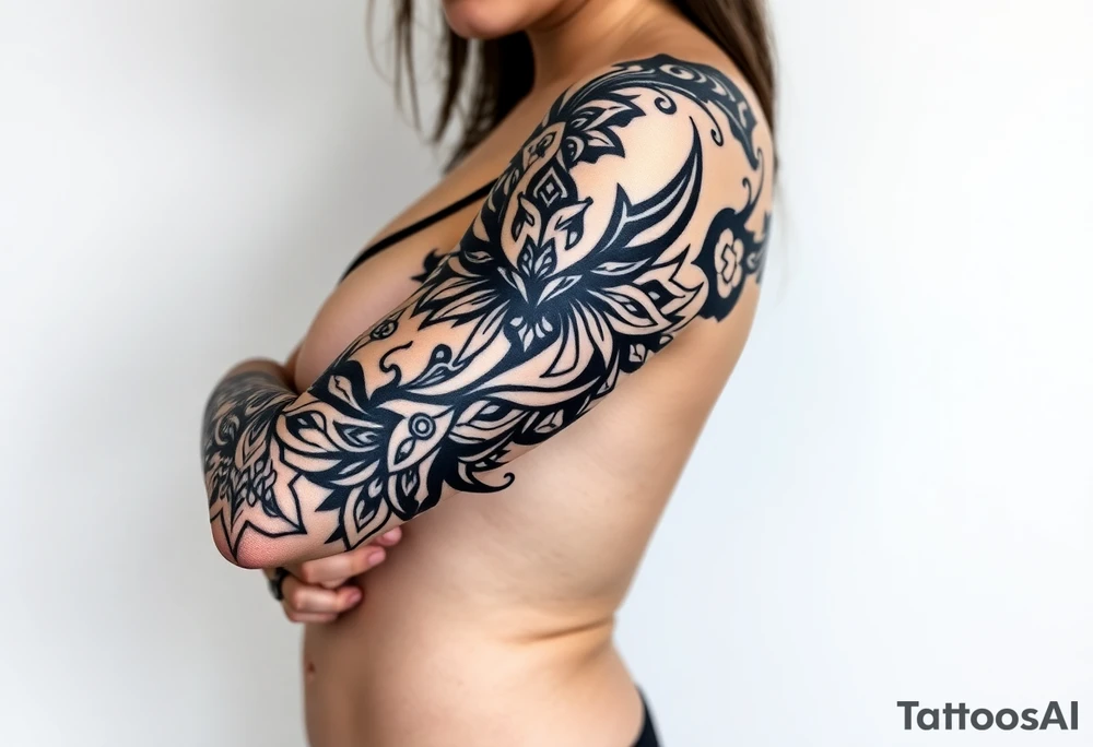 bold line dark shamanstyle tattoo idea
