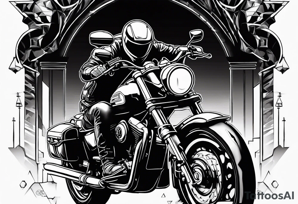 motorcycle riding at night in the city tattoo idea