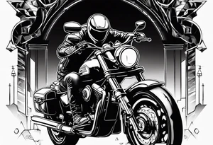 motorcycle riding at night in the city tattoo idea