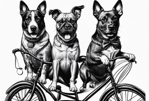 Two dogs riding a bicycle tattoo idea