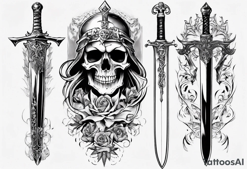 sword skull guard tattoo idea