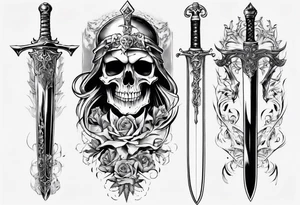 sword skull guard tattoo idea