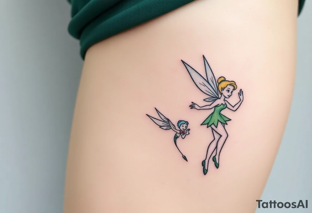 Peter pan, Wendy, Tinker Bell and Winter Tinker bell tattoo idea