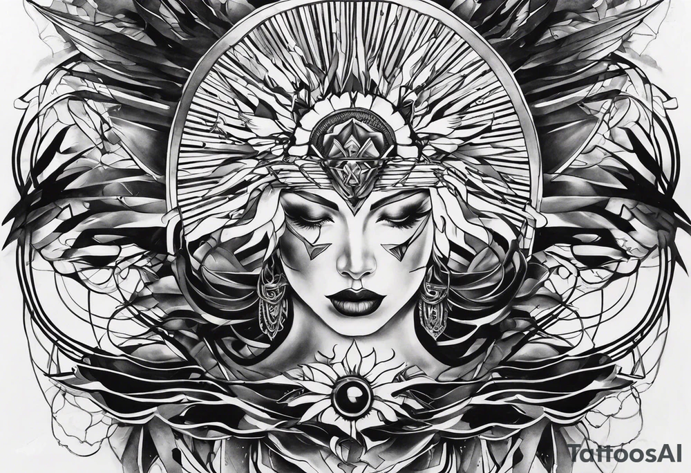 Wide tattoo that appears to be bursting out of the skin, symbolizing freedom with broken chains. The tattoo should be vibrant and dynamic, with bold lines and colors that evoke a sense of liberation and empowerment. The tattoo should be visually striking and thought-provoking. tattoo idea