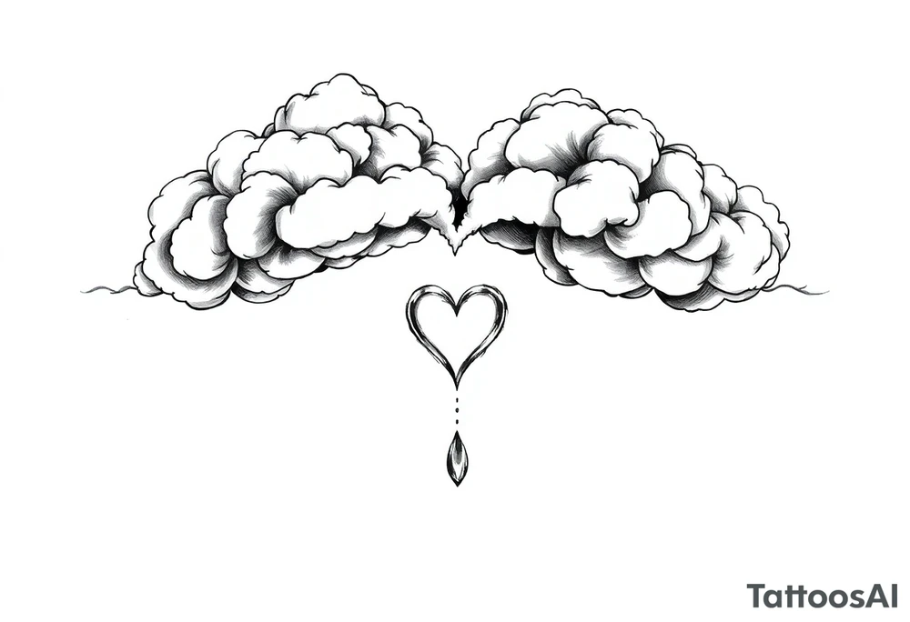 Clouds with a heart shaped noise dropping out tattoo idea Clouds with a heart shaped noise dropping out tattoo idea