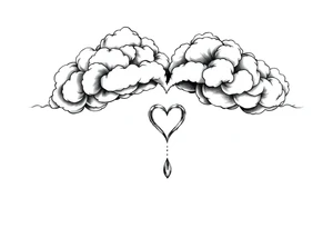 Clouds with a heart shaped noise dropping out tattoo idea