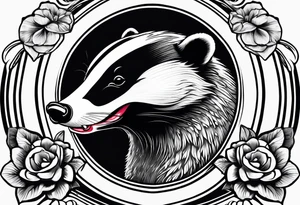 Neo traditional badger with mouth open tattoo idea