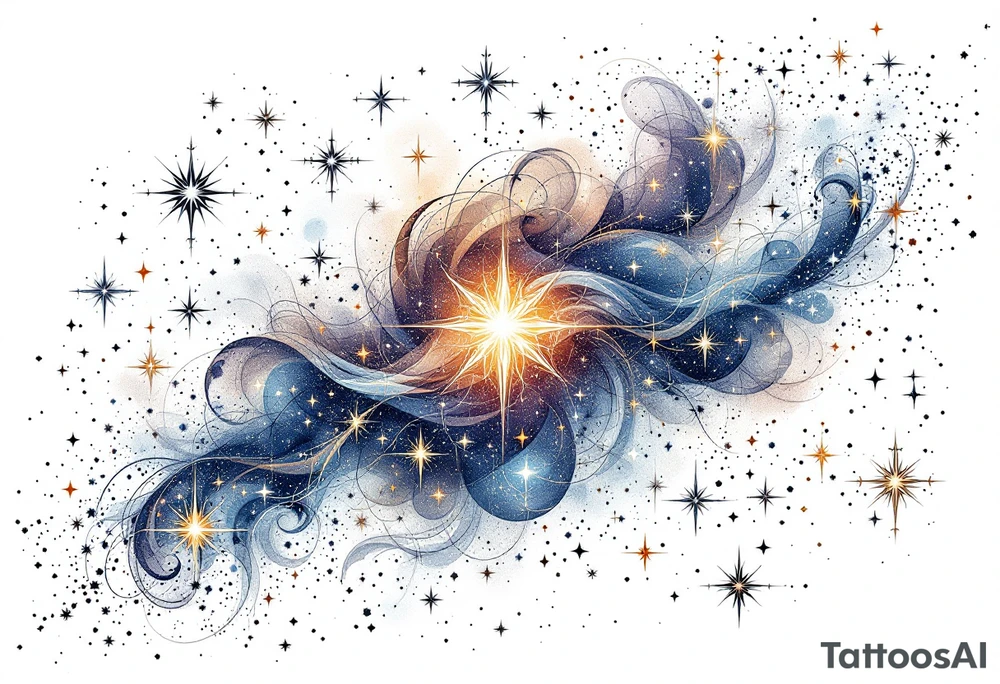 Stars and nebula tattoo idea