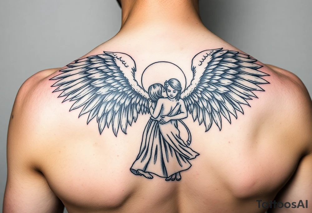 Angel watching over daughter in military tattoo idea