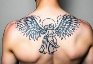 Angel watching over daughter in military tattoo idea