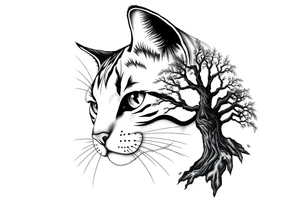 alley cat with treecolor pattern tattoo idea