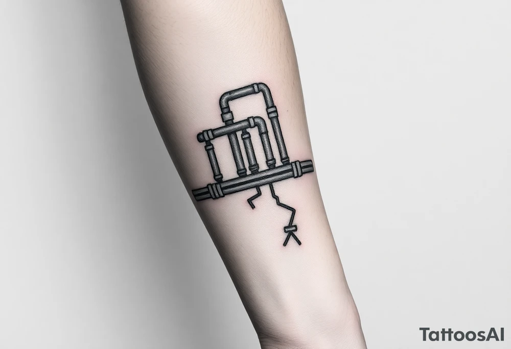wide System of pipes that transitions and transforms at the end into thick, widespread 
veins of forearm tattoo idea