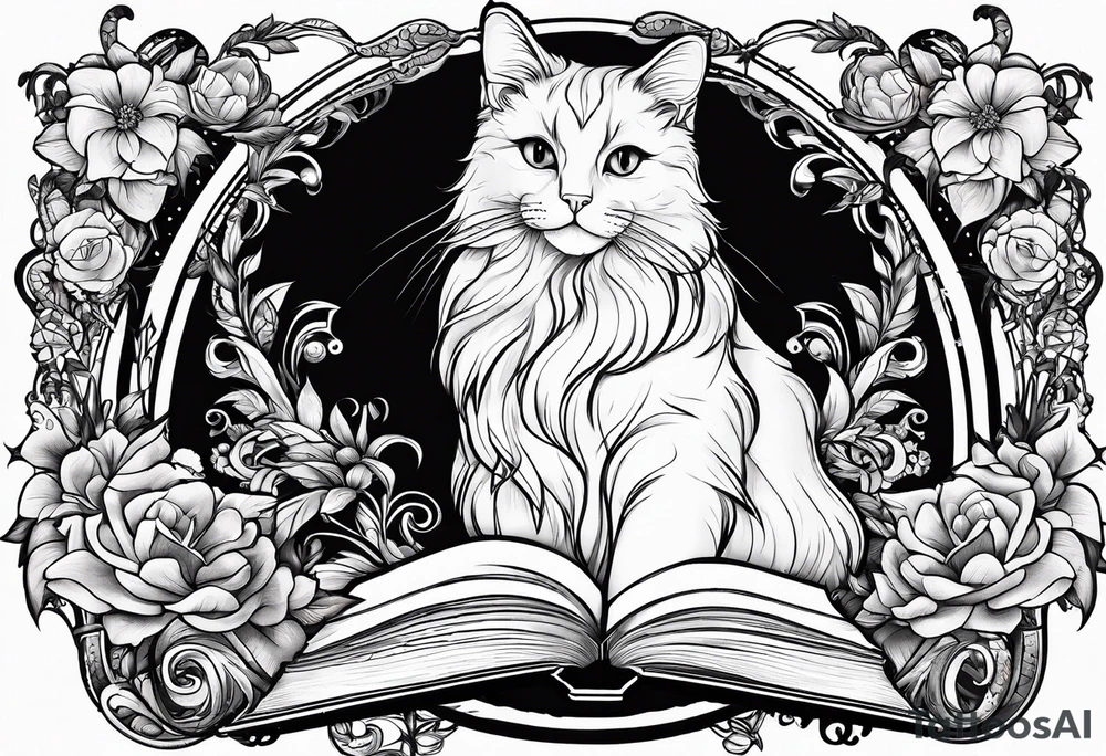Books and cats tattoo idea