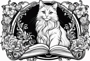 Books and cats tattoo idea