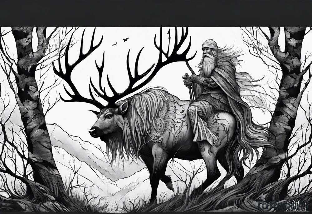 Leshy with birch bark tattoo idea