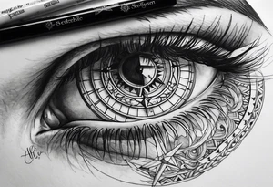 Half face half compass tattoo idea
