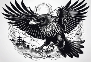 flying crows tattoo idea