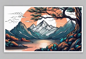 mountain with tree of life tattoo idea