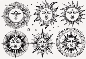 Sun star and moon tattoo idea