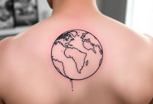 shoulder tattoo a globe with Lilly’s world and 16.05.23 tattoo idea